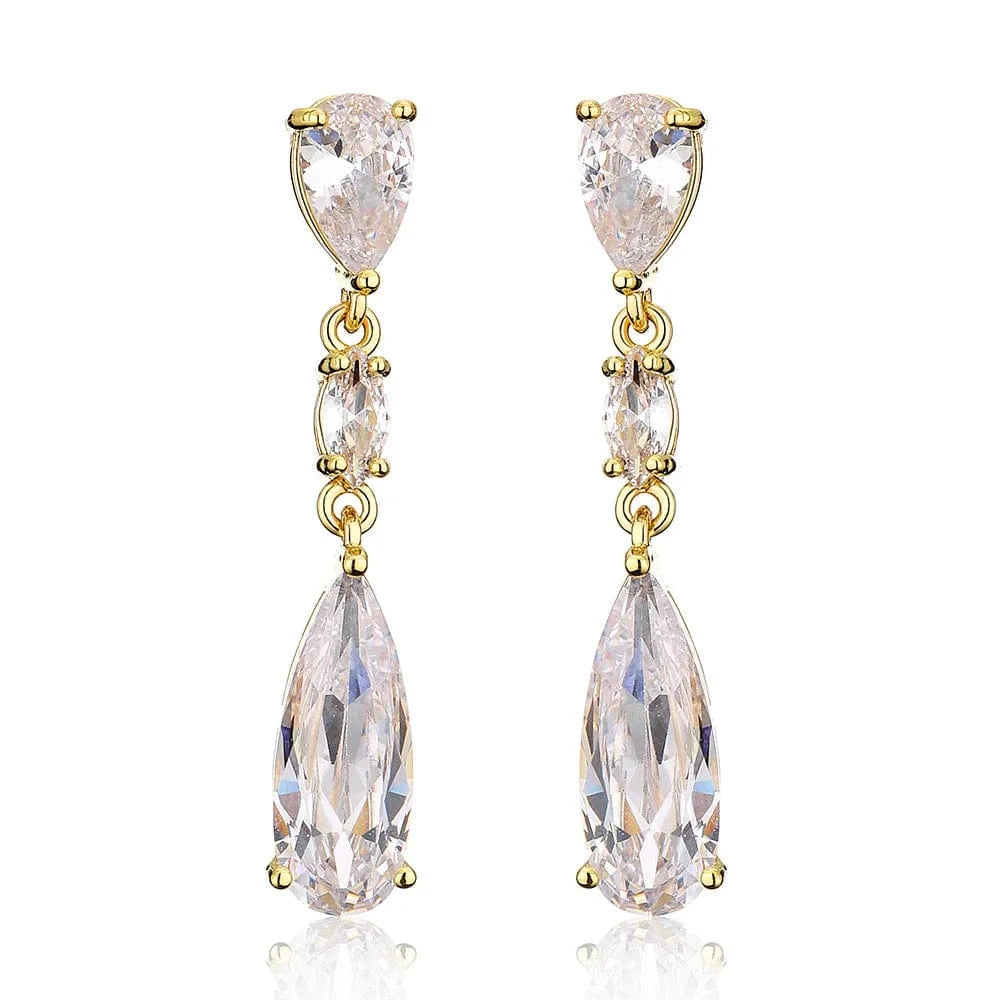 EP2982 Gold RAKOL EP2978 Latest Fashion 925 Sterling Silver Earrings Jewelry Wedding Crystal Drop Earrings Women 18 K Gold Bridal Earrings