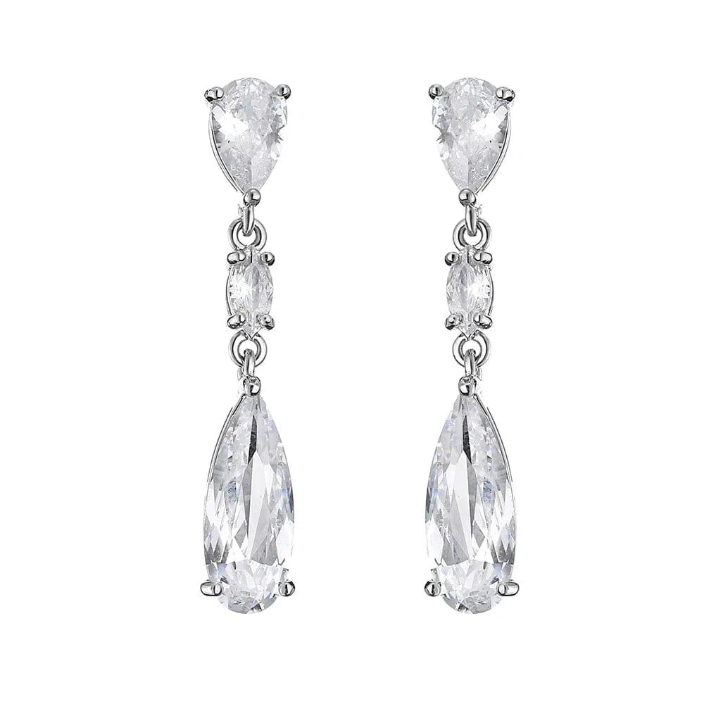 EP2982 White RAKOL EP2978 Latest Fashion 925 Sterling Silver Earrings Jewelry Wedding Crystal Drop Earrings Women 18 K Gold Bridal Earrings