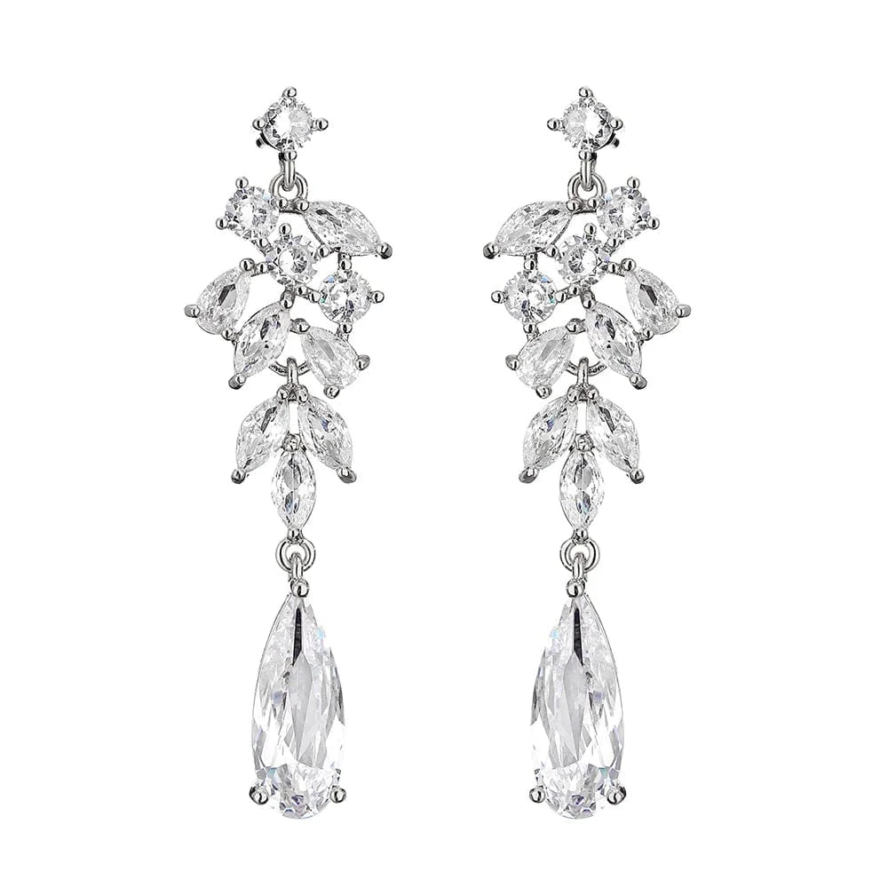 EP2983 White RAKOL EP2978 Latest Fashion 925 Sterling Silver Earrings Jewelry Wedding Crystal Drop Earrings Women 18 K Gold Bridal Earrings