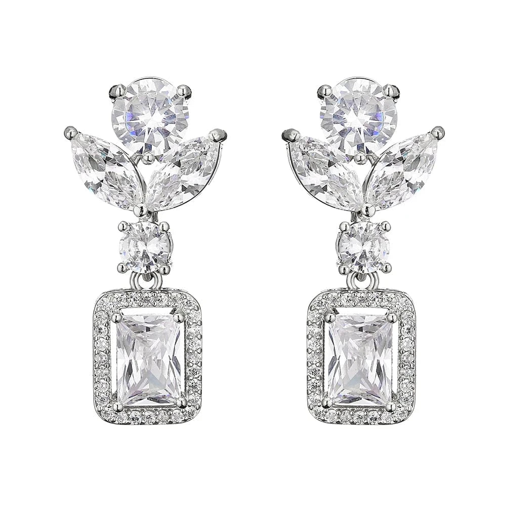EP2988 White Gold RAKOL EP2843 2022 New High Quality Gold Plated Cubic Zircon Diamond Earrings Sparking Wedding Bridal Luxury Earrings Women