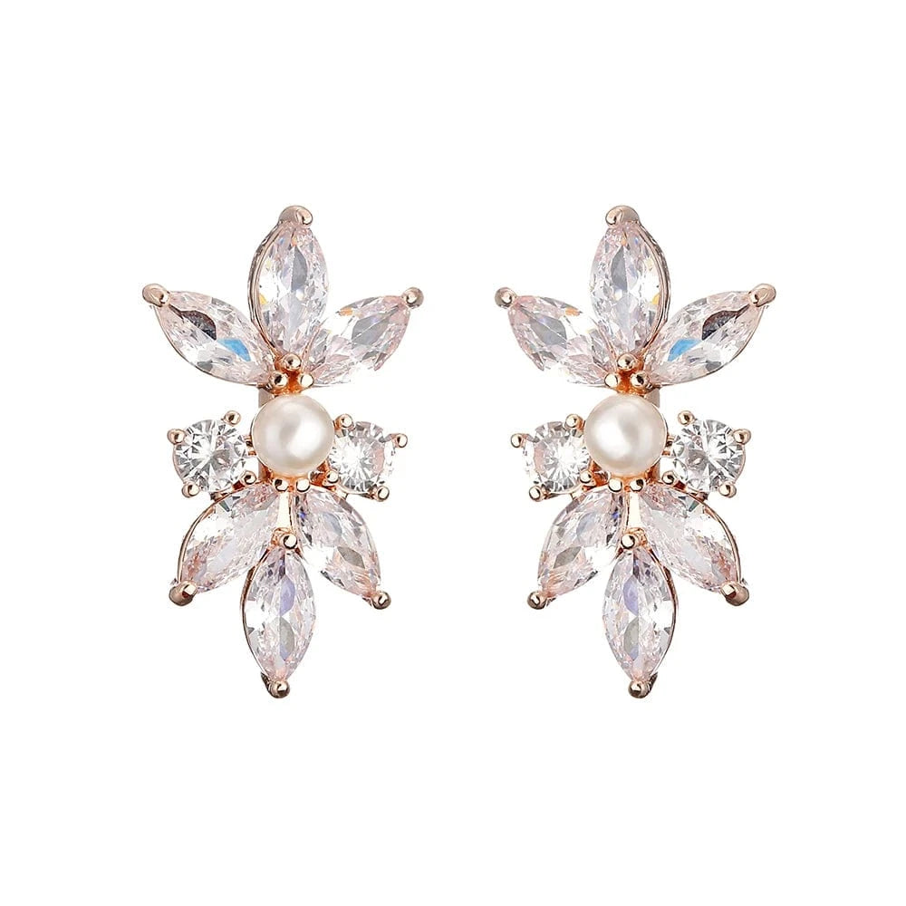 EP3156 Rose Gold RAKOL EP480 fancy gold plated geometric small studs earrings cubic zirconia earrings jewelry women