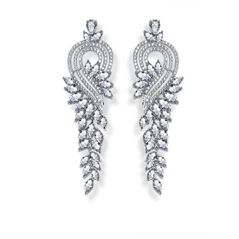 EP344 White RAKOL EP344 luxury crystal earrings leaf evening wedding silver earrings