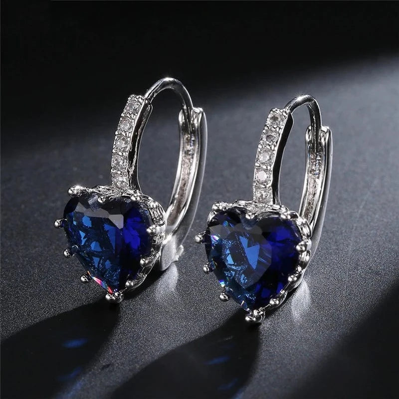 EP394 Blue RAKOL EP2905 fine designer luxury fancy  diamond gold  small  hoop earrings 18k for women  cz cubic zirconia  huggie earring set