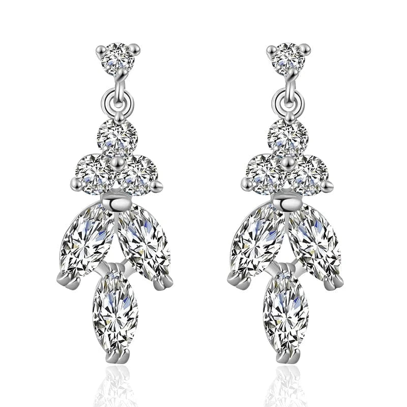 EP4048 White fine design exquisite cubic zirconia bridal statement long drop earrings  women gold plated diamond earrings jewelry