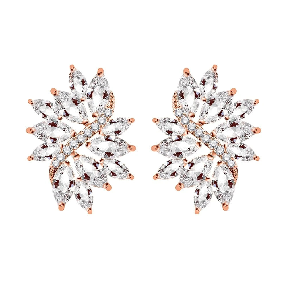 EP480 Rose Gold RAKOL EP480 fancy gold plated geometric small studs earrings cubic zirconia earrings jewelry women