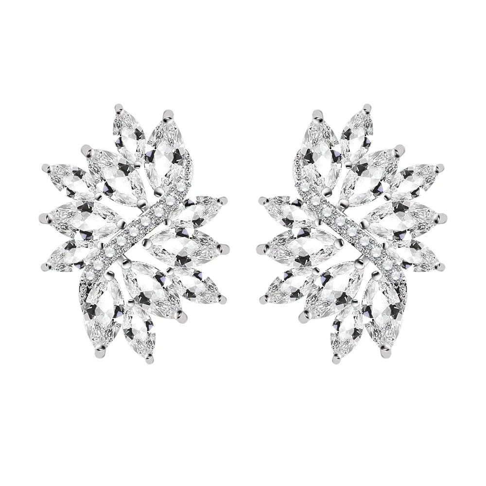 EP480 White RAKOL EP480 fancy gold plated geometric small studs earrings cubic zirconia earrings jewelry women