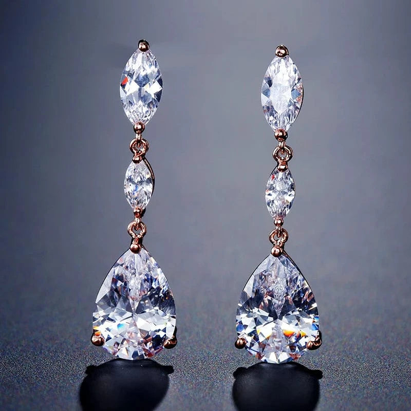 EP497 Rose Gold RAKOL EP2040  luxury women's gold plated diamond drop earrings bridal  earrings jewelry  2022