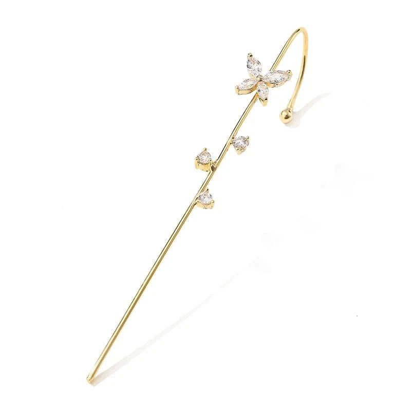 EP5003 Gold RAKOL  EP2589  wholesale Women's minimalist korean fashion  ear cuff earrings gold plated custom rhinestone cuff earrings