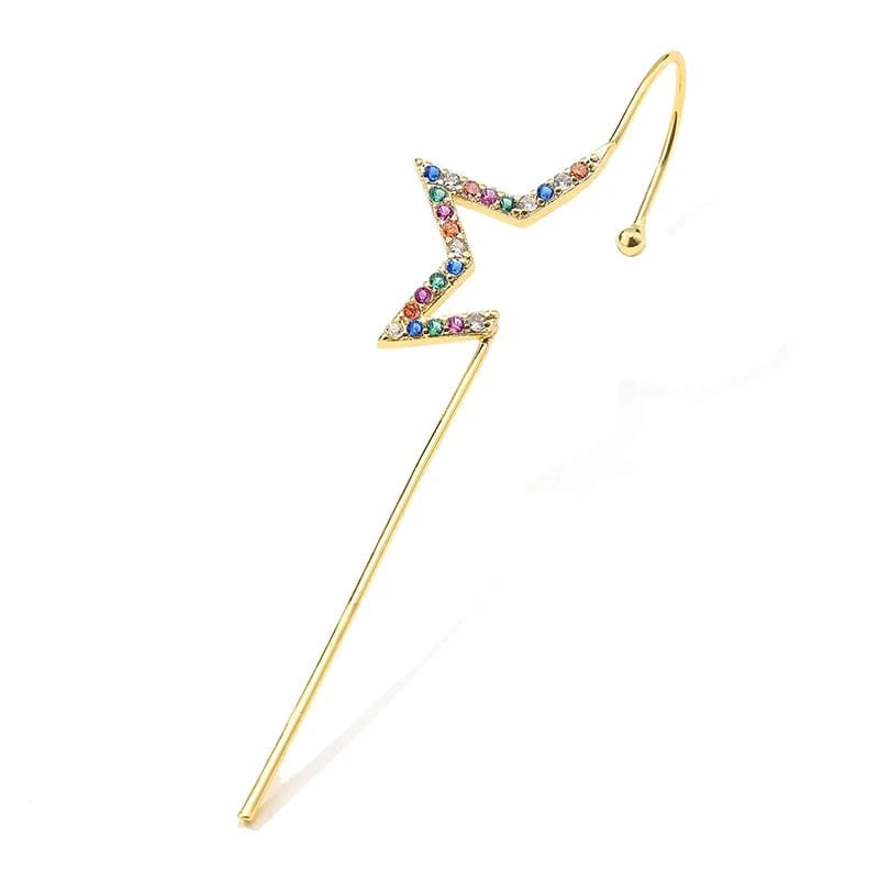 EP5013 Colorful RAKOL  EP2589  wholesale Women's minimalist korean fashion  ear cuff earrings gold plated custom rhinestone cuff earrings