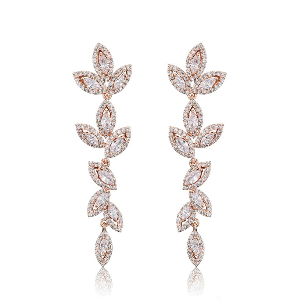 EP5029 Rose Gold RAKOL  EP2144 wholesale luxury  gold plated women's long earings jewelry 2022 bridal big  statement earrings  jewelry women