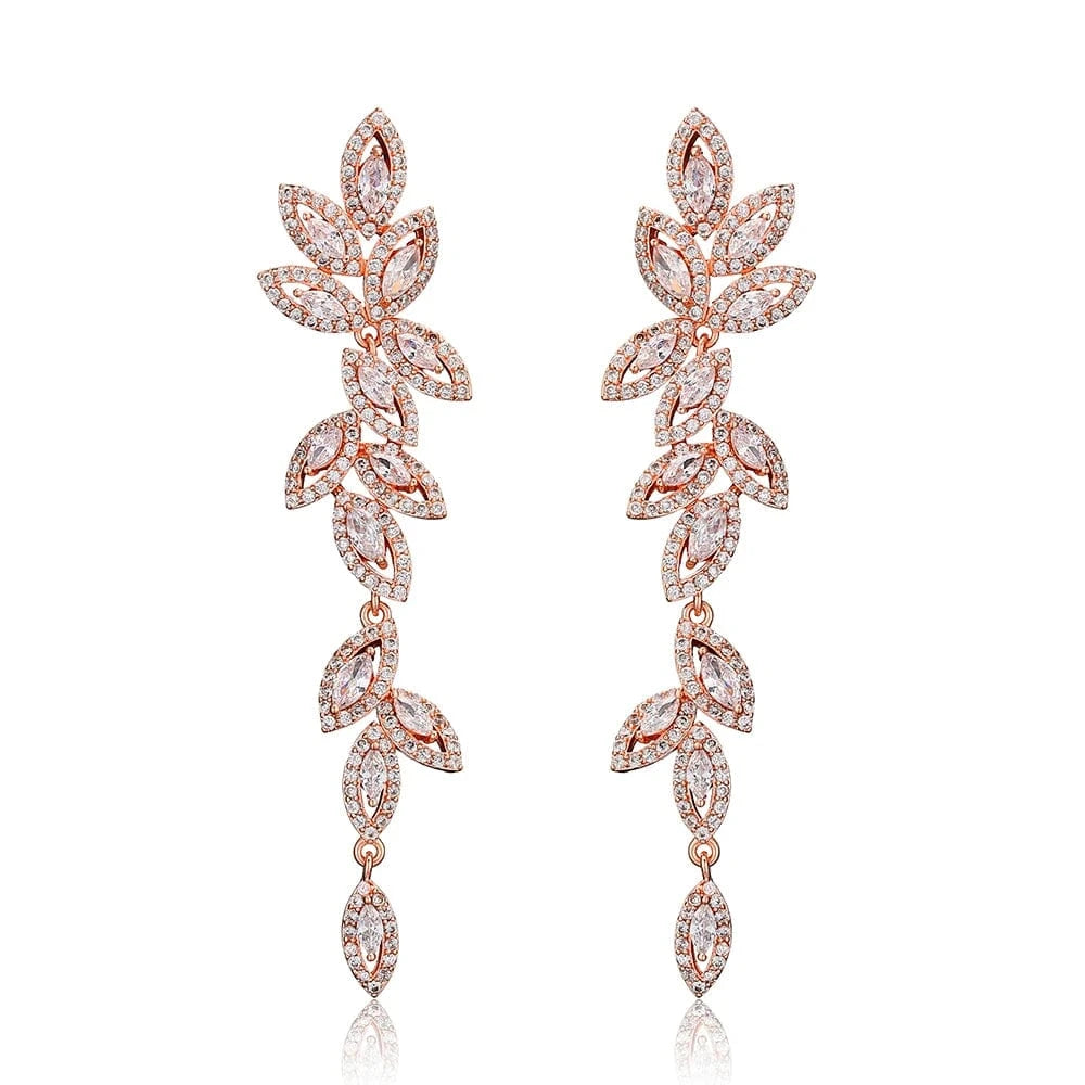 EP5030 Rose Gold RAKOL  EP2144 wholesale luxury  gold plated women's long earings jewelry 2022 bridal big  statement earrings  jewelry women