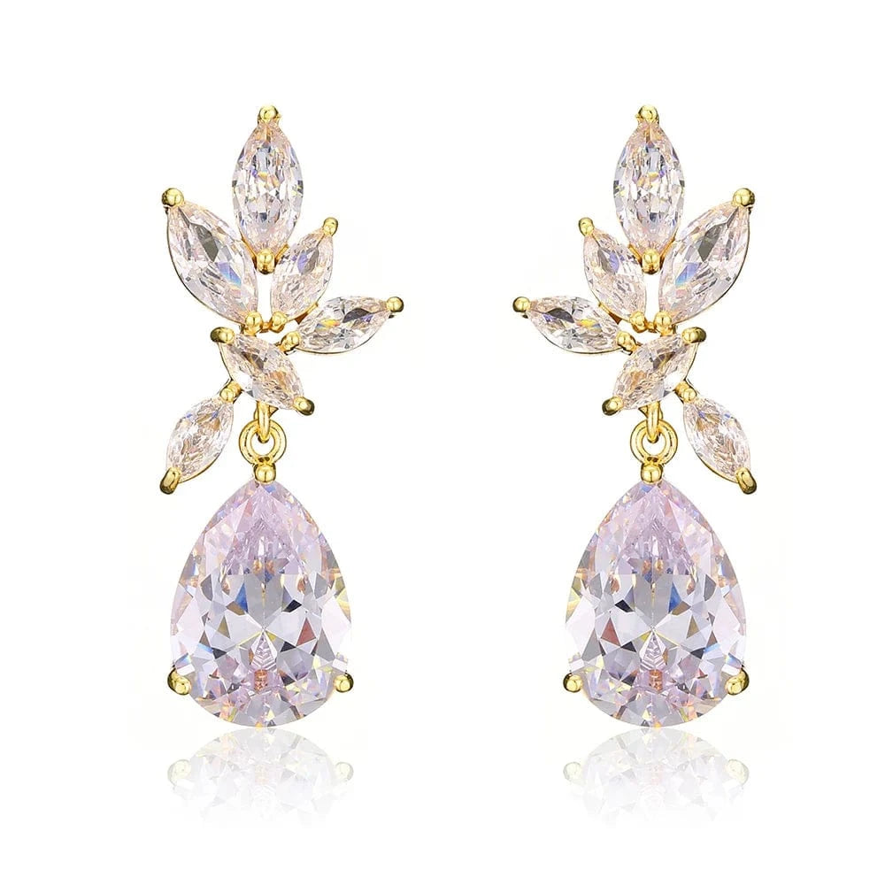 EP5031 Gold RAKOL EP2971 Luxury women 18K gold plated drop cubic zirconia earrings fine jewelry zircon diamond earrings women