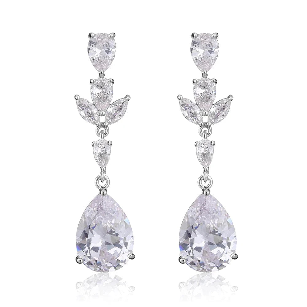 EP5047 White RAKOL EP2971 Luxury women 18K gold plated drop cubic zirconia earrings fine jewelry zircon diamond earrings women