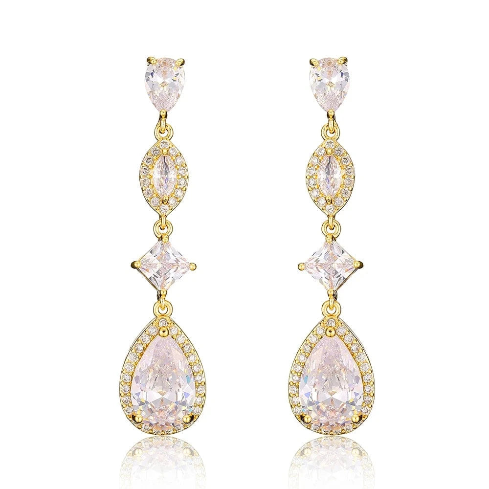 EP5054 Rose Gold RAKOL EP2040  luxury women's gold plated diamond drop earrings bridal  earrings jewelry  2022