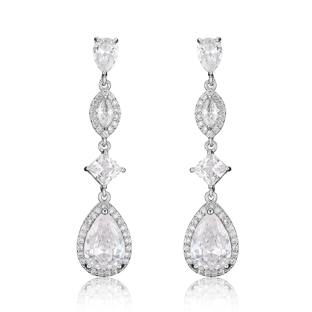 EP5054 White RAKOL EP2040  luxury women's gold plated diamond drop earrings bridal  earrings jewelry  2022