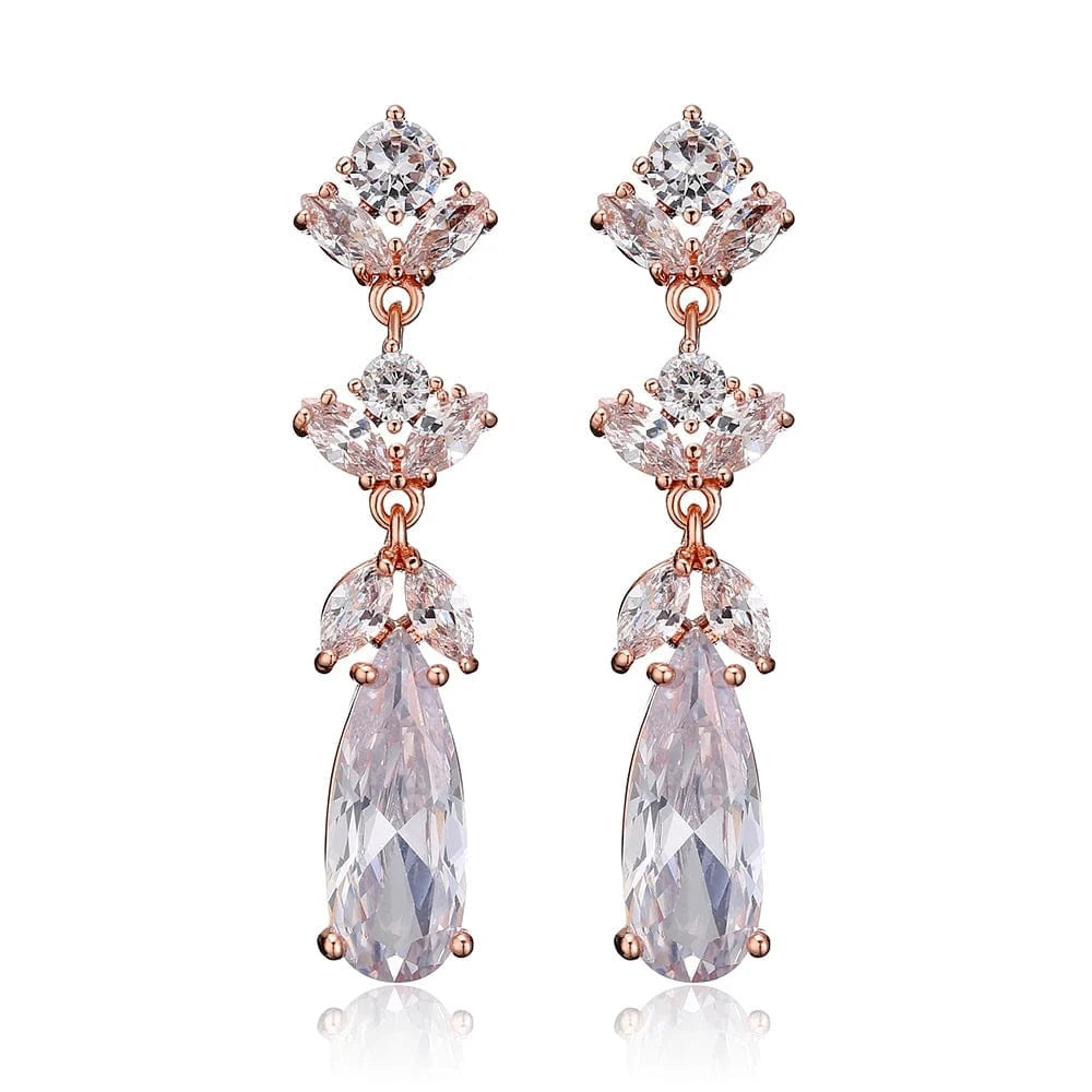 EP5068 Rose Gold RAKOL EP2978 Latest Fashion 925 Sterling Silver Earrings Jewelry Wedding Crystal Drop Earrings Women 18 K Gold Bridal Earrings