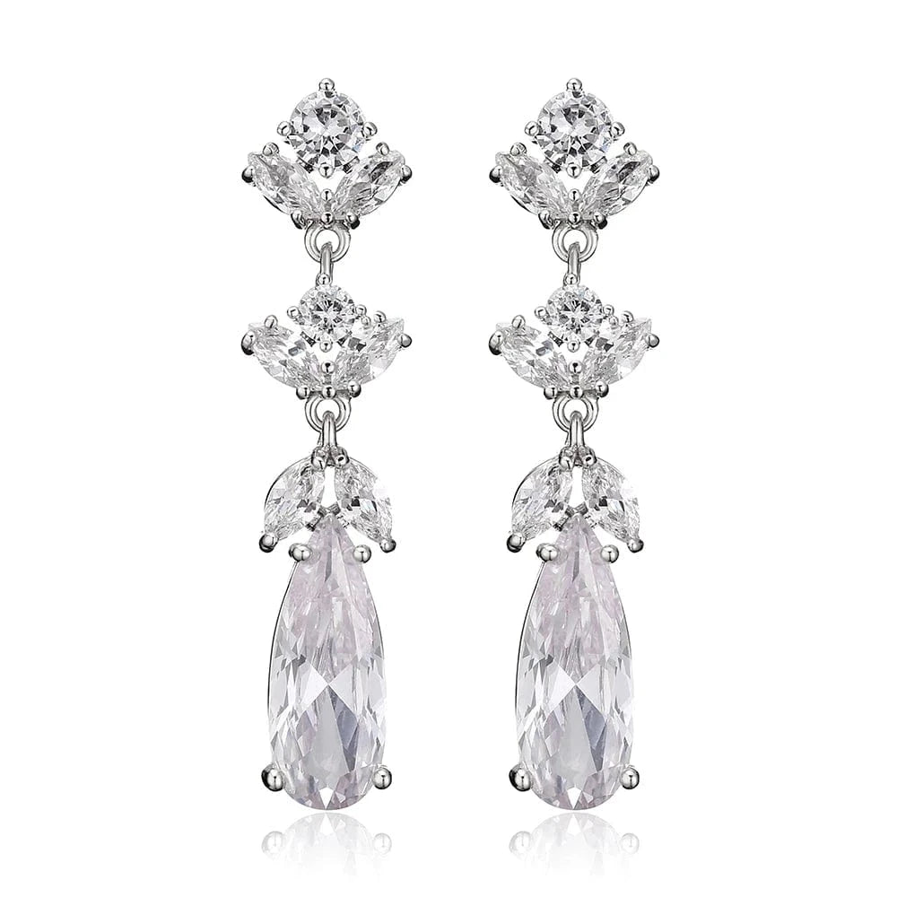 EP5068 White RAKOL EP2978 Latest Fashion 925 Sterling Silver Earrings Jewelry Wedding Crystal Drop Earrings Women 18 K Gold Bridal Earrings