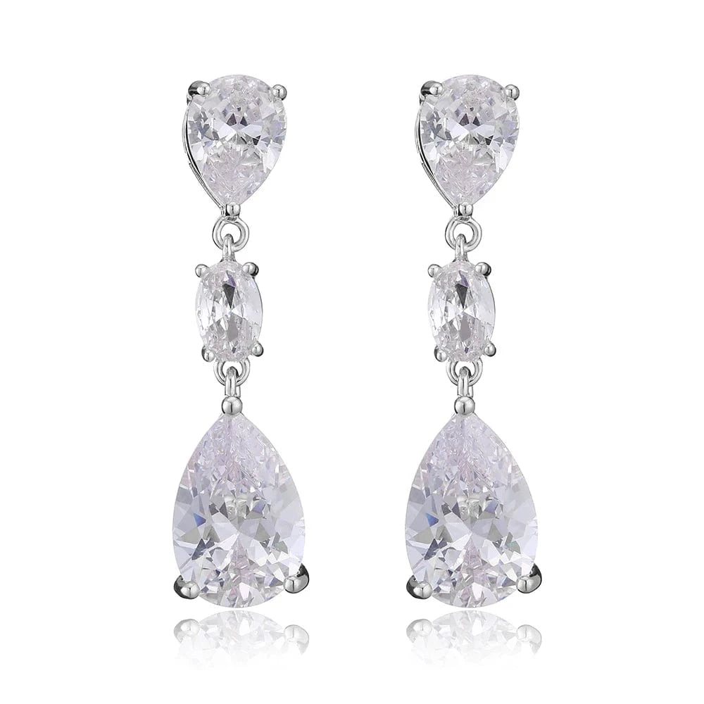 EP5071 White RAKOL EP2971 Luxury women 18K gold plated drop cubic zirconia earrings fine jewelry zircon diamond earrings women