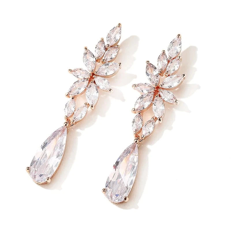 EP5106 Rose Gold RAKOL EP2978 Latest Fashion 925 Sterling Silver Earrings Jewelry Wedding Crystal Drop Earrings Women 18 K Gold Bridal Earrings