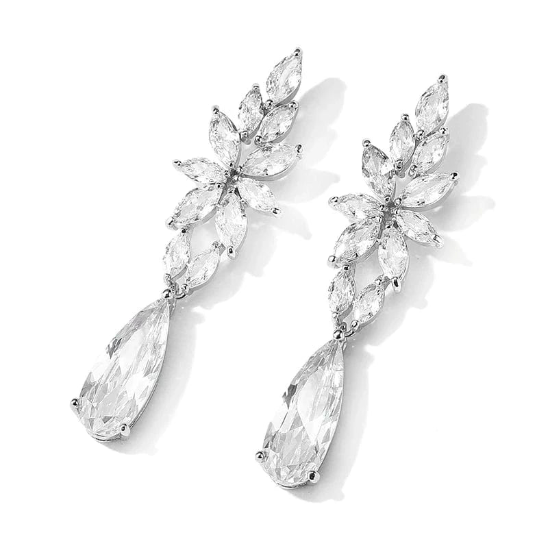 EP5106 White RAKOL EP2978 Latest Fashion 925 Sterling Silver Earrings Jewelry Wedding Crystal Drop Earrings Women 18 K Gold Bridal Earrings