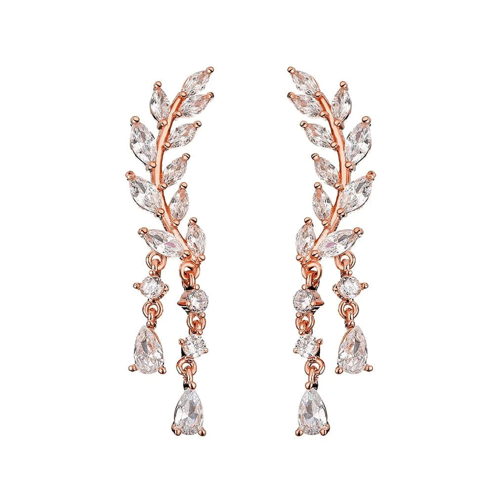 EP520 Rose Gold Rakol Ep598 Wholesale Luxury Angel Wing Cubic Zirconia Bridal Earrings Big Studs Earrings Jewelry Women 2022