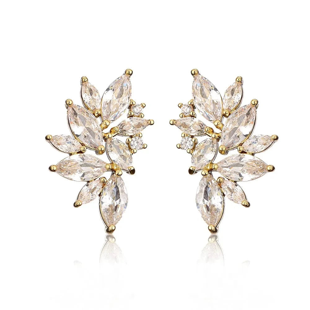 EP5270 Gold RAKOL EP480 fancy gold plated geometric small studs earrings cubic zirconia earrings jewelry women