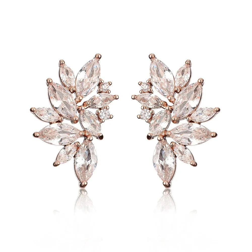 EP5270 Rose Gold RAKOL EP480 fancy gold plated geometric small studs earrings cubic zirconia earrings jewelry women