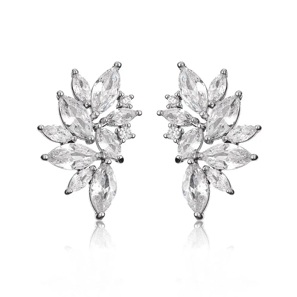 EP5270 White RAKOL EP480 fancy gold plated geometric small studs earrings cubic zirconia earrings jewelry women