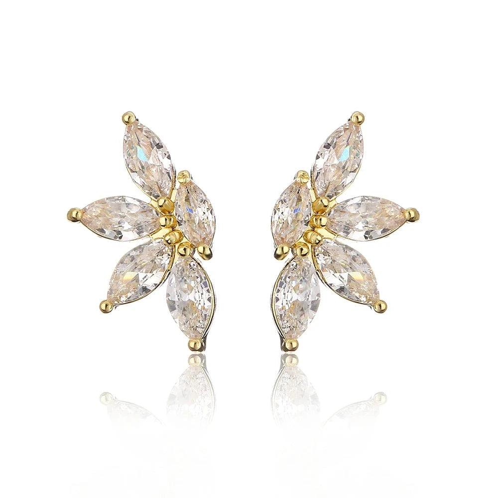 EP5317 Gold Rakol Ep598 Wholesale Luxury Angel Wing Cubic Zirconia Bridal Earrings Big Studs Earrings Jewelry Women 2022