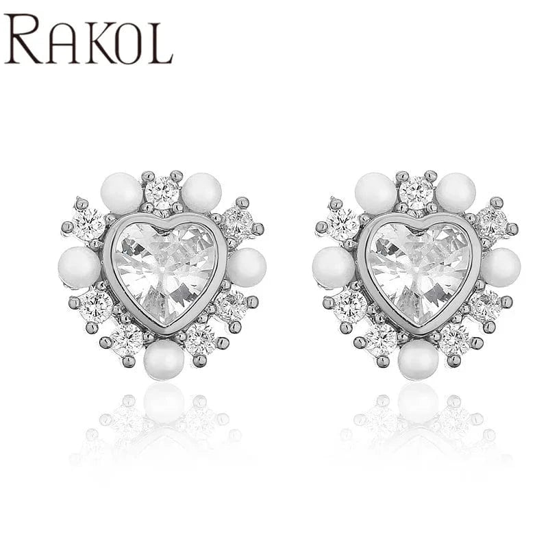 EP5541-White RAKOL EP5149 Luxury Famous Brands Designer High Quality Trendy Jewelry CC Pearl Stud Earrings Party for Women