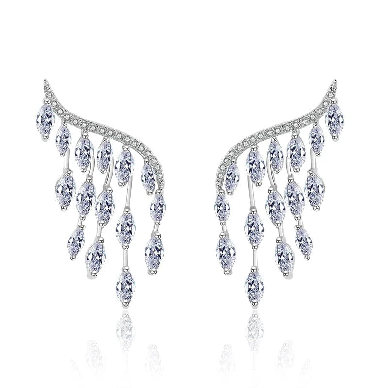 EP598 White Rakol Ep598 Wholesale Luxury Angel Wing Cubic Zirconia Bridal Earrings Big Studs Earrings Jewelry Women 2022