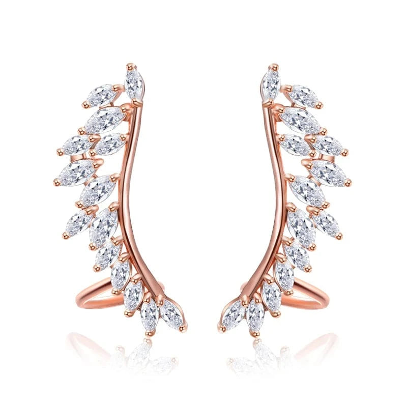 EP664 Rose Gold Rakol Ep598 Wholesale Luxury Angel Wing Cubic Zirconia Bridal Earrings Big Studs Earrings Jewelry Women 2022