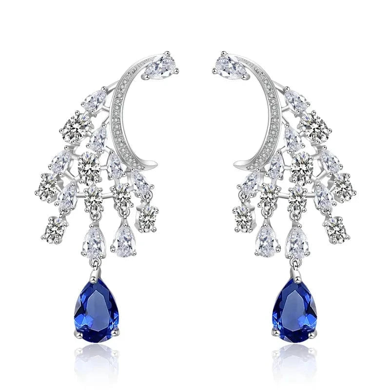 EP672 Blue Rakol Ep598 Wholesale Luxury Angel Wing Cubic Zirconia Bridal Earrings Big Studs Earrings Jewelry Women 2022