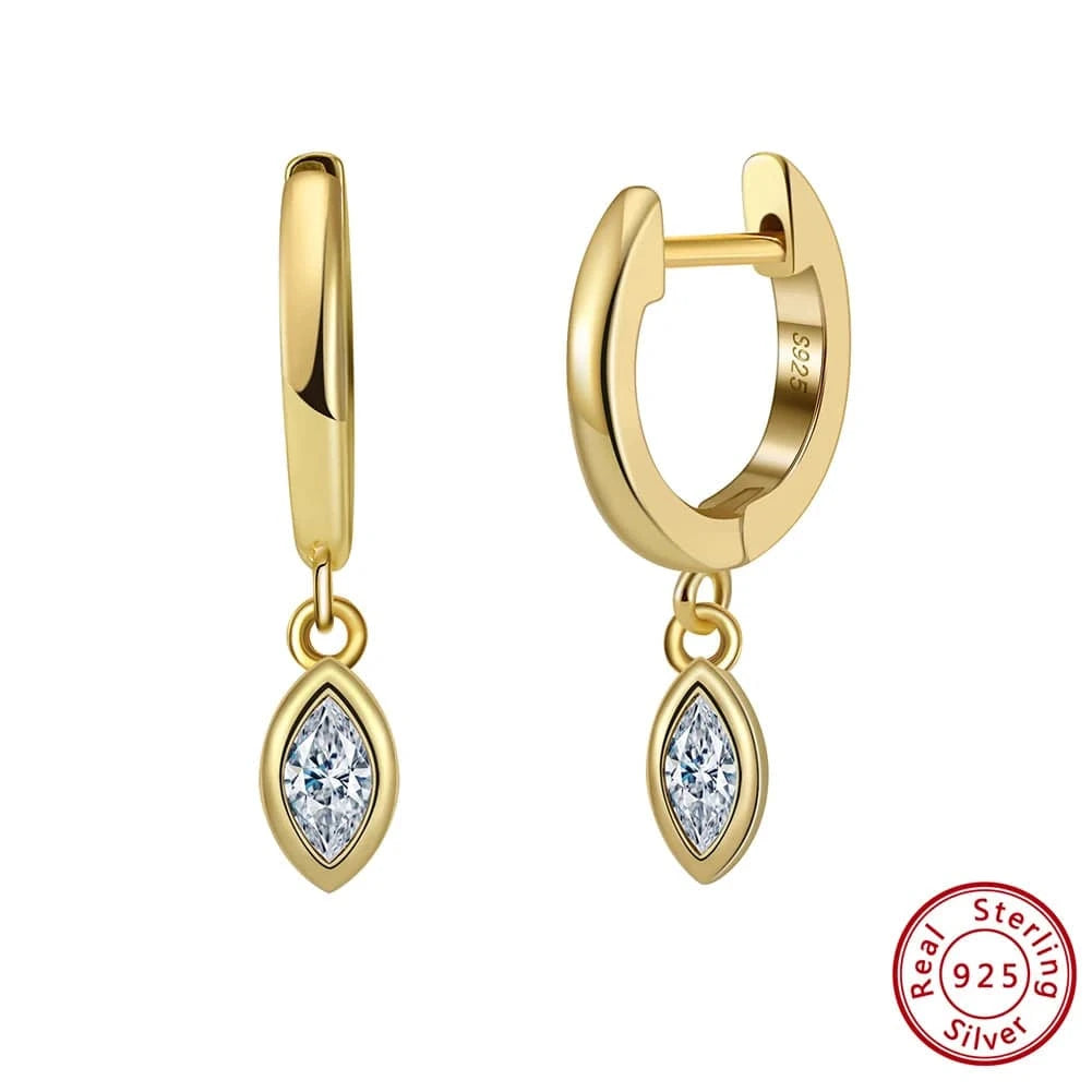 EQE52-G RINNTIN EQE55 Fine Jewelry Drop Dangle Earrings Women Cubic Zircon Designer 14K Gold Plated 925 Sterling Silver Hoop Earrings