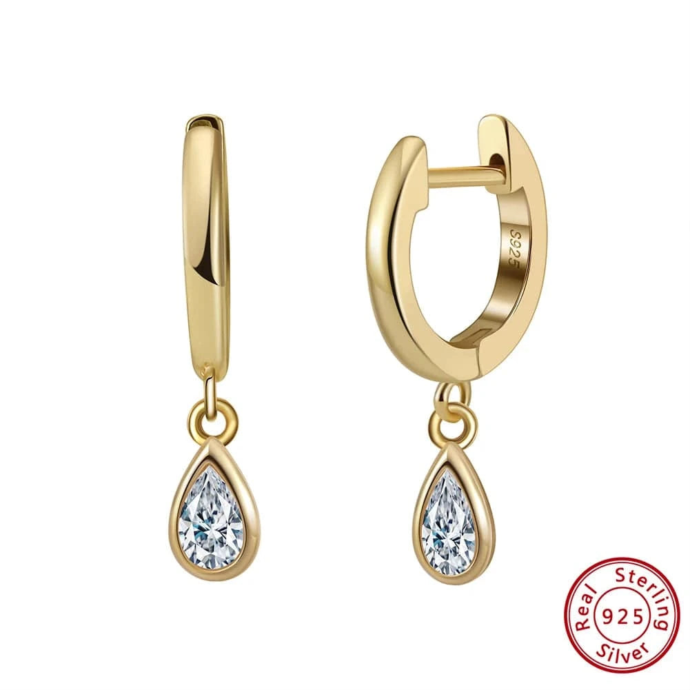 EQE55-G RINNTIN EQE55 Fine Jewelry Drop Dangle Earrings Women Cubic Zircon Designer 14K Gold Plated 925 Sterling Silver Hoop Earrings