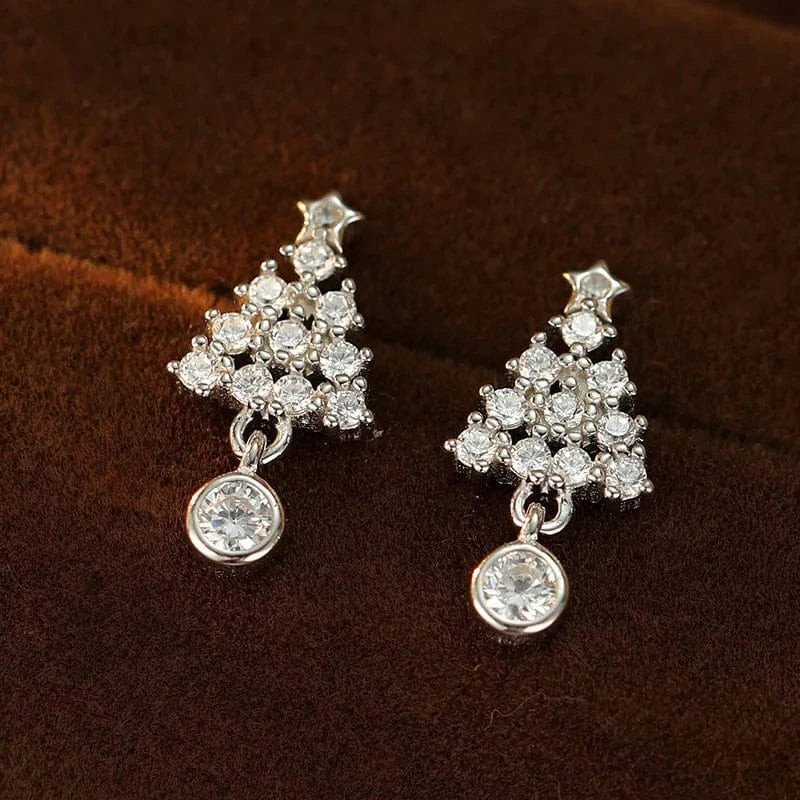 ES2942 silver fashion jewelry 925 sterling silver christmas tree stud earring for women 925 silver christmas earring piercing jewelry