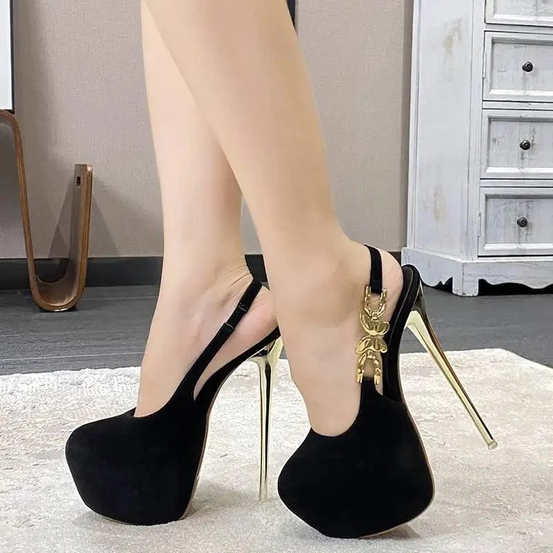 Escarpin Pour Femme Height Creasing Thick Sole Spiked Stiletto Platform High Heels for Women