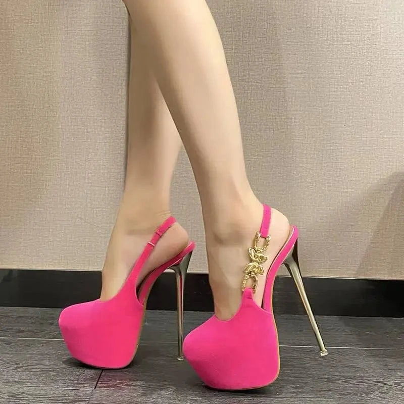 Escarpin Pour Femme Height Creasing Thick Sole Spiked Stiletto Platform High Heels for Women