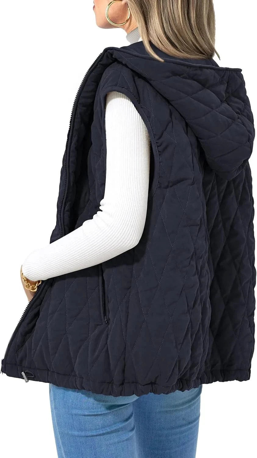 Europe and the United States cross-border 2024 autumn and winter new women's hooded padded vest light clip warm padded jacket ou