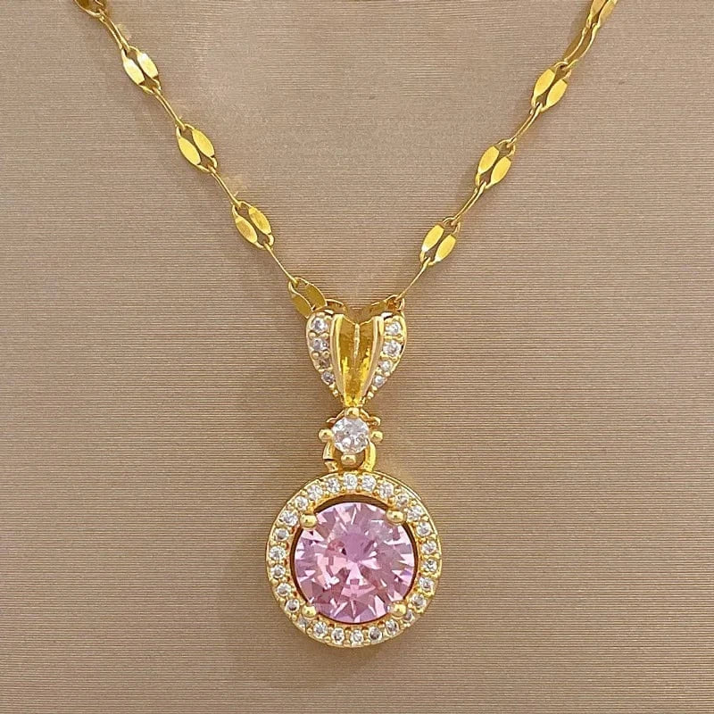 European And American Gold Plated Luxury Jewelry Set Diamond Love Round Necklace Earring For Women