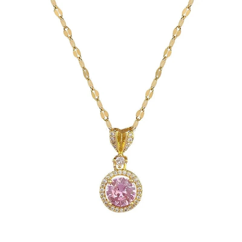 European And American Gold Plated Luxury Jewelry Set Diamond Love Round Necklace Earring For Women