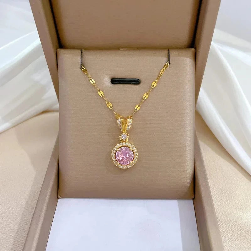 European And American Gold Plated Luxury Jewelry Set Diamond Love Round Necklace Earring For Women