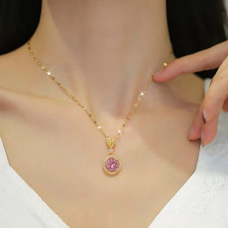 European And American Gold Plated Luxury Jewelry Set Diamond Love Round Necklace Earring For Women