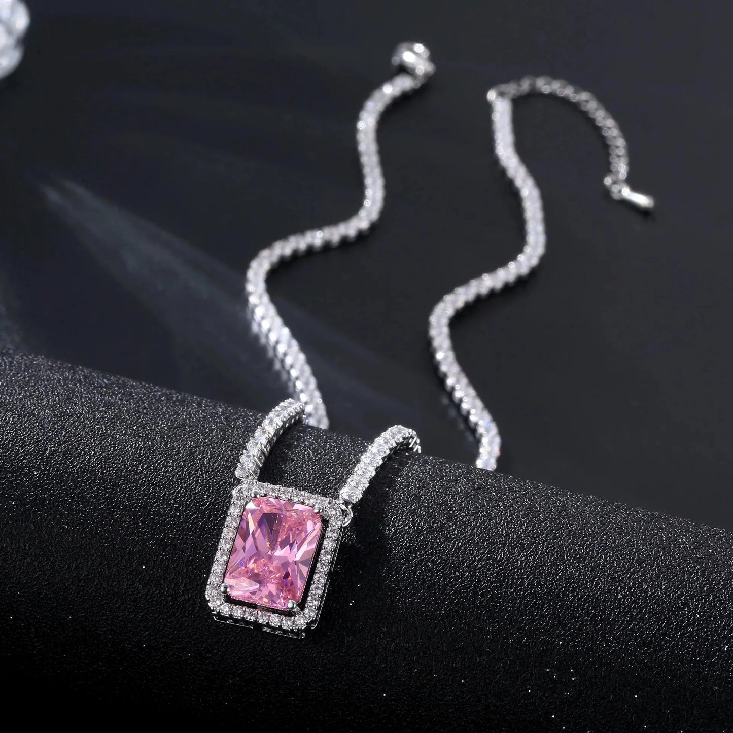 European and American Hot Selling Hip-Hop Zircon Tennis Chain Big Square Necklace For Women Collarbone Chain Popular Jewelry
