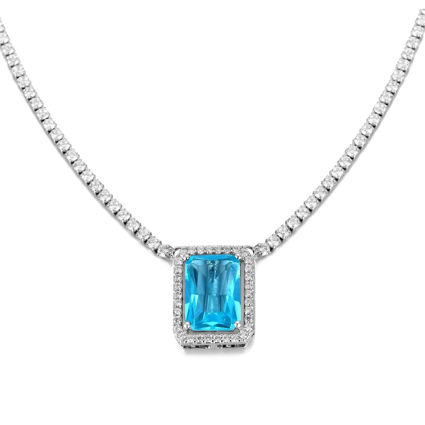 European and American Hot Selling Hip-Hop Zircon Tennis Chain Big Square Necklace For Women Collarbone Chain Popular Jewelry