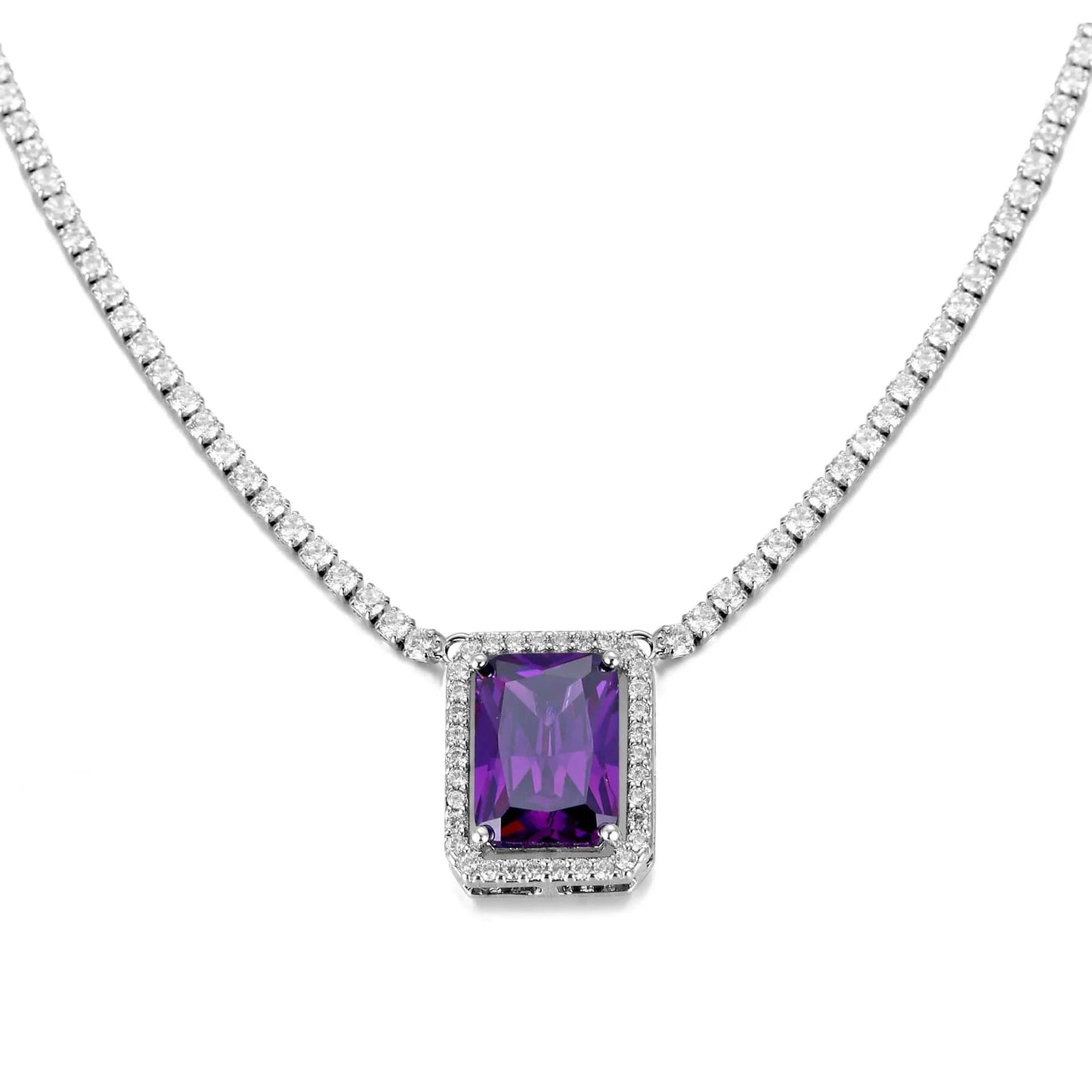 European and American Hot Selling Hip-Hop Zircon Tennis Chain Big Square Necklace For Women Collarbone Chain Popular Jewelry