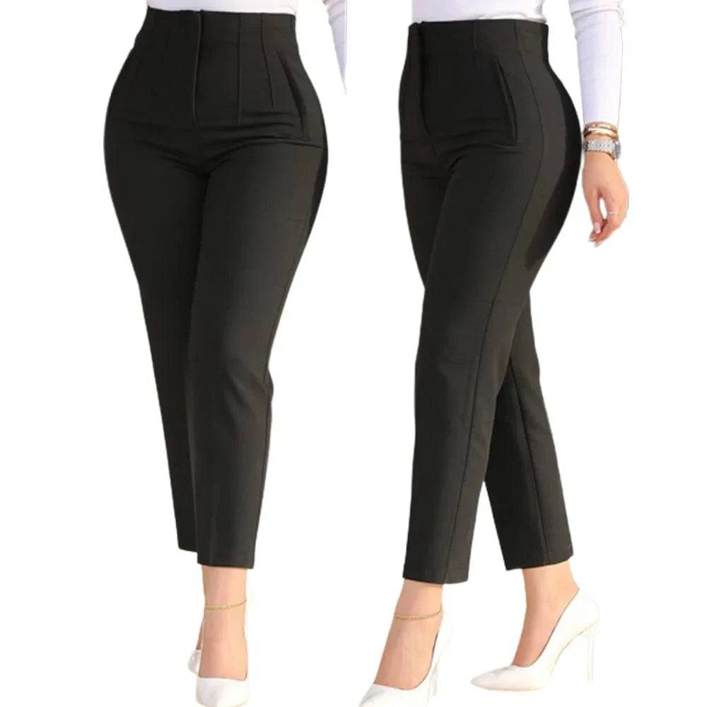 European and American New casual fashion Women's pants Solid color High waist Women's pants