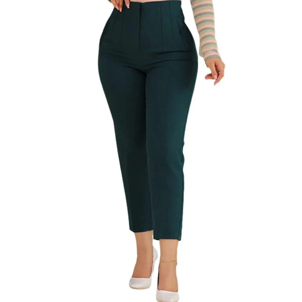 European and American New casual fashion Women's pants Solid color High waist Women's pants