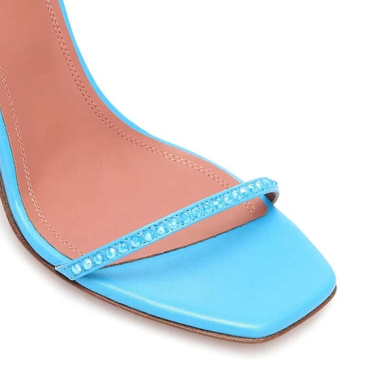 European and American style new ladies lace-up wine glasses with fashionable and versatile temperament square toe sandals