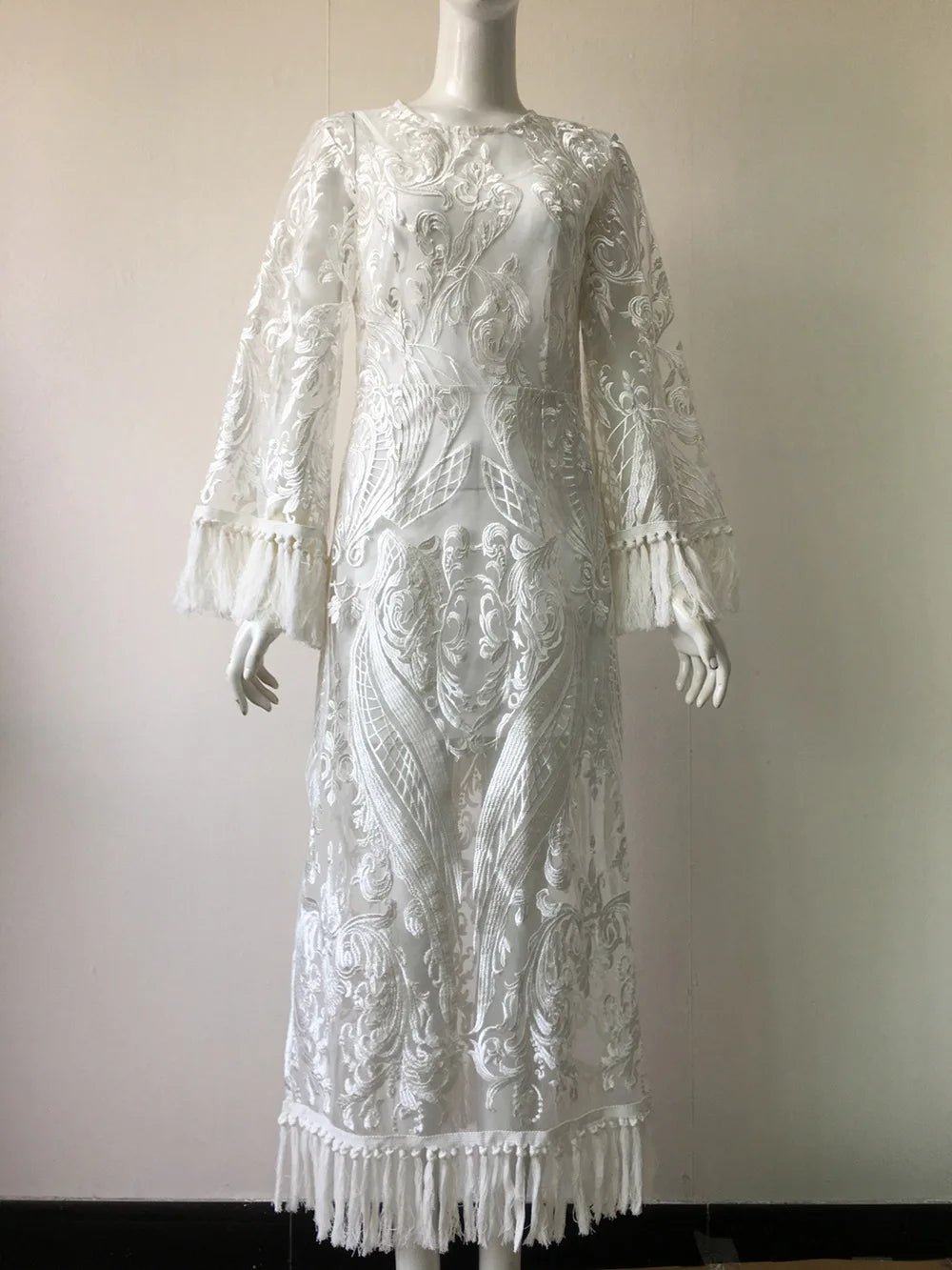 Evening Dress + Lace Embroidery Fringe Tassels + Vintage Prom Style With Elegant Silhouette - SN Wigs & More